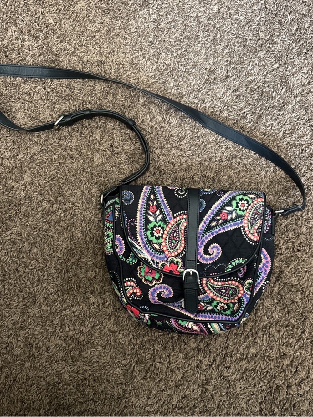 Vera Bradley Black Crossbody with Multicolor Paisley Print